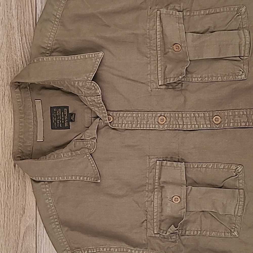 LUCKY BRAND Type L-54C Faded Army Green Military Cotton Sz XL Long Sleeve Shirt